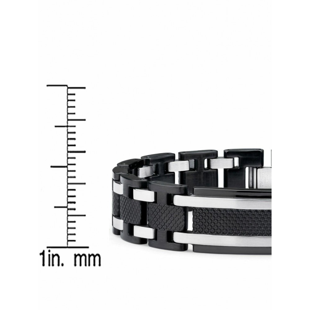 Bracelets | Men's Two Tone Black Stainless Steel ID Bracelet 8.25 Can be sized down