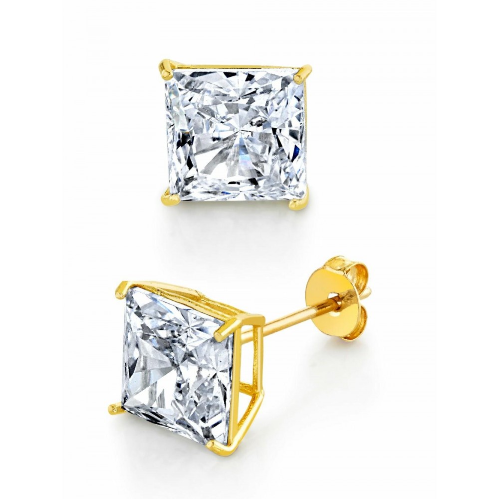 Earrings | 14K Gold Stud Earrings Princess Butterfly Cubic Zirconia CZ