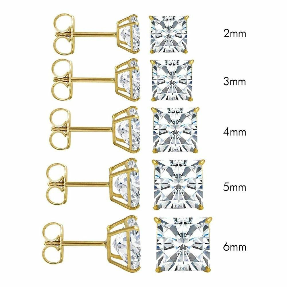 Earrings | 14K Gold Stud Earrings Princess Butterfly Cubic Zirconia CZ