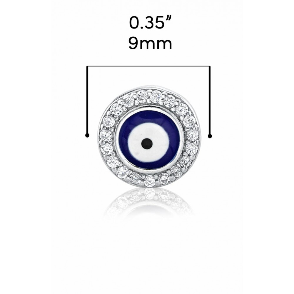 Earrings | 925 Sterling Silver Evil Eye Stud Earrings CZ Round-cut Cubic Zirconia