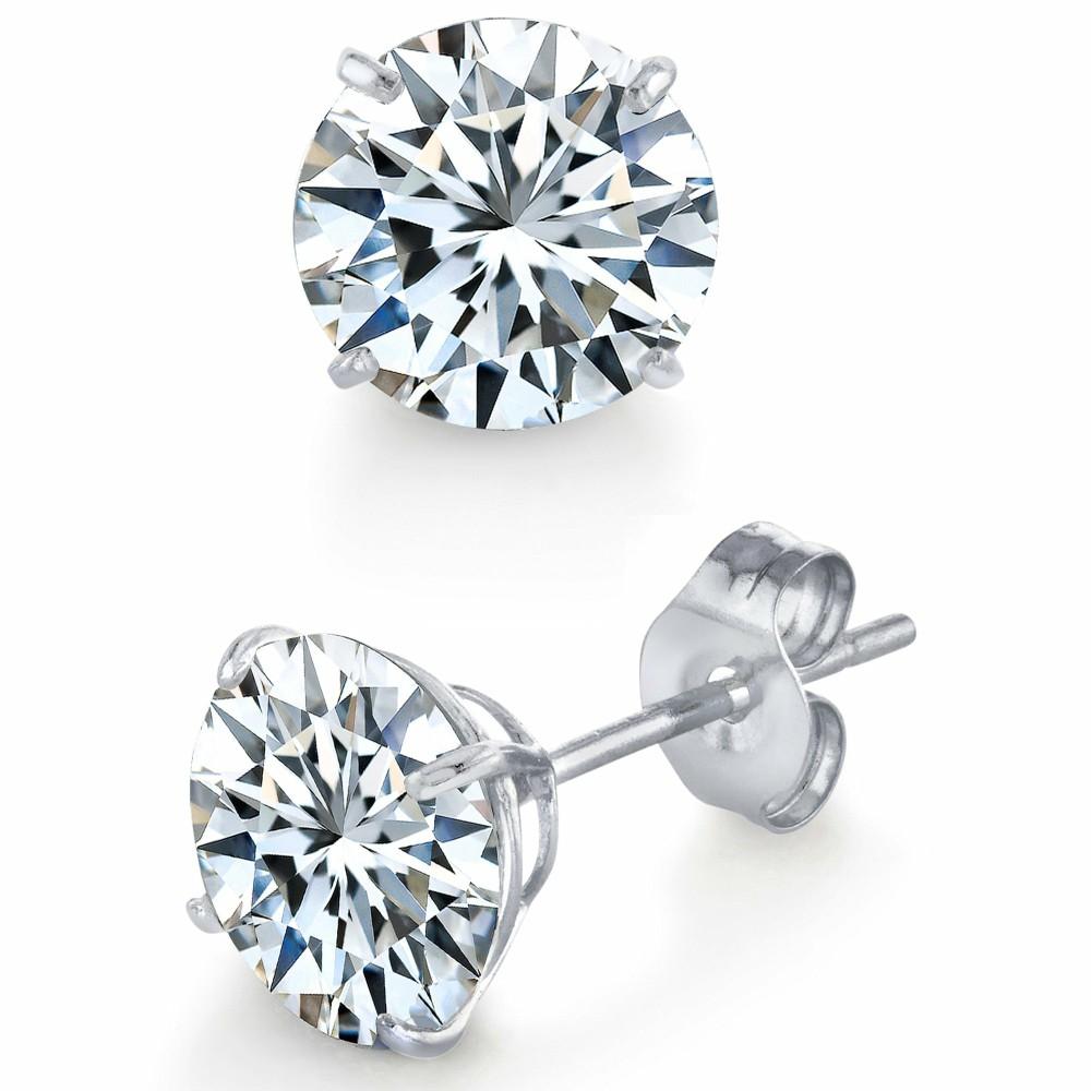 Earrings | Metal Masters Round Brilliant-cut Moissanite Stud Earrings 18K White Gold over Silver Butterfly Pushback