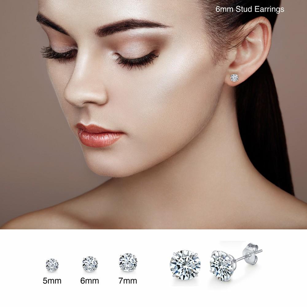 Earrings | Metal Masters Round Brilliant-cut Moissanite Stud Earrings 18K White Gold over Silver Butterfly Pushback