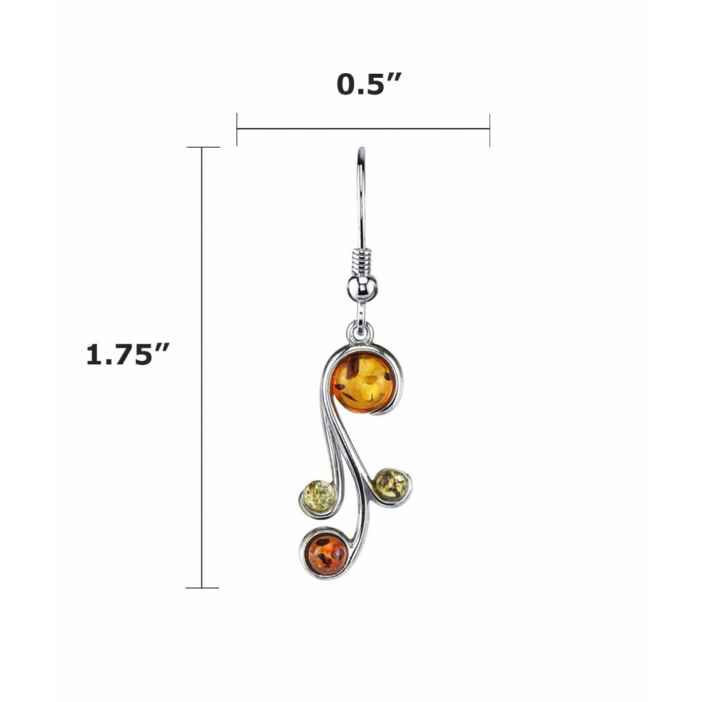 Earrings | Sterling Silver Baltic Amber Spiral Drop Dangle Earrings Multi-color