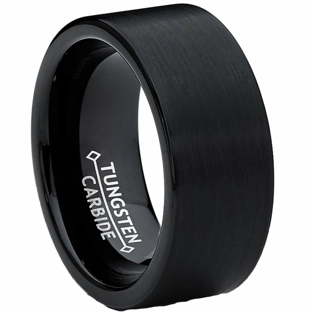 Mens Rings | 9MM Men's Black Brushed Tungsten Carbide Ring Wedding Band Sizes 6 to 15