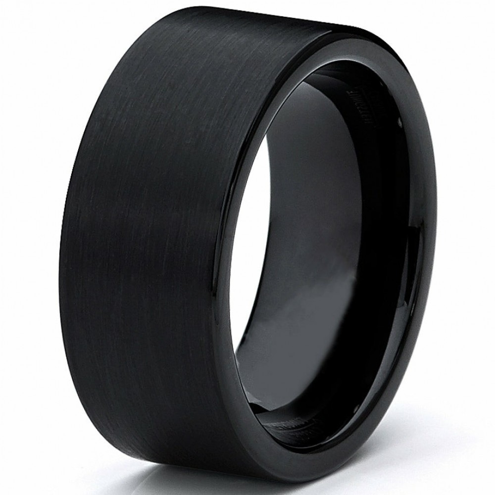 Mens Rings | 9MM Men's Black Brushed Tungsten Carbide Ring Wedding Band Sizes 6 to 15