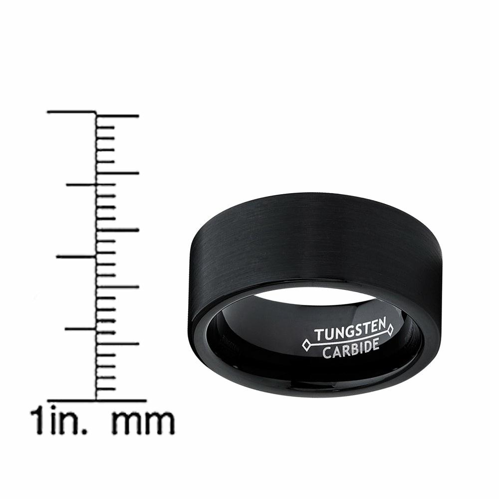 Mens Rings | 9MM Men's Black Brushed Tungsten Carbide Ring Wedding Band Sizes 6 to 15