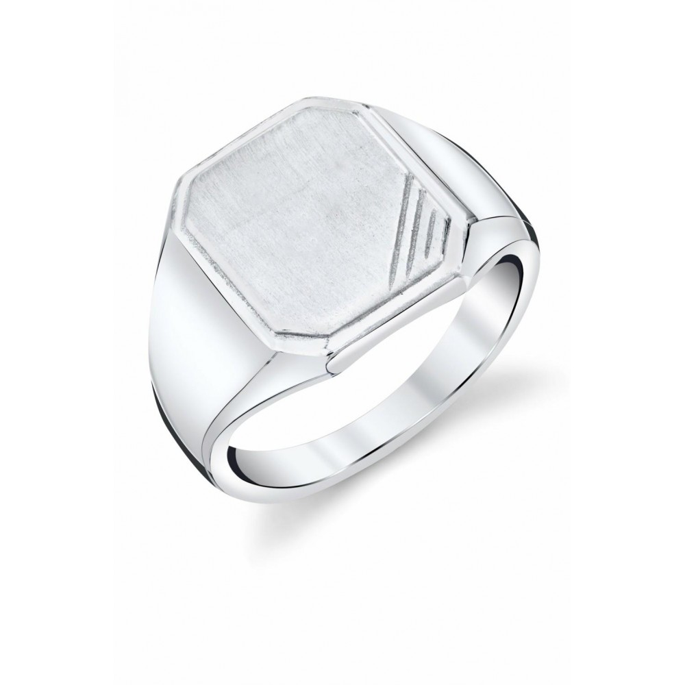 Mens Rings | Men's Signet Pinky Ring Sterling Silver 925 Blank Initials Unisex 15MM