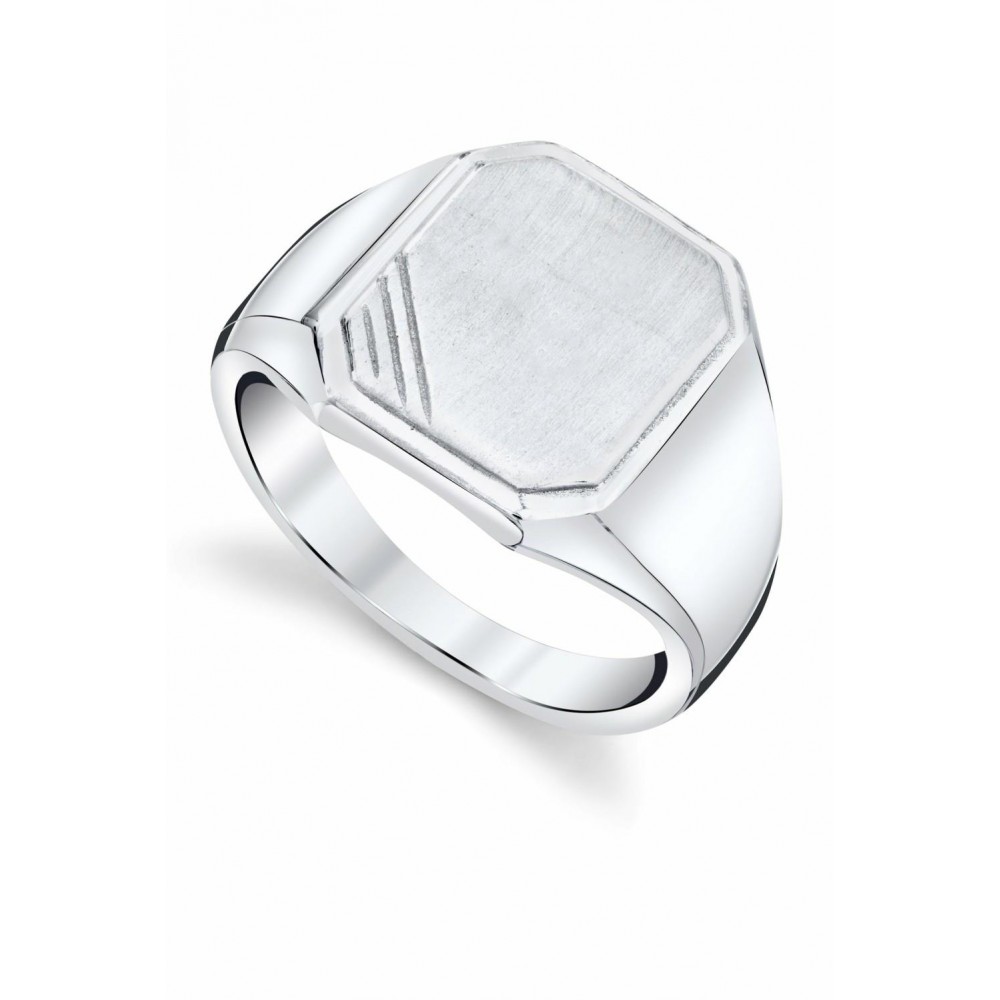 Mens Rings | Men's Signet Pinky Ring Sterling Silver 925 Blank Initials Unisex 15MM