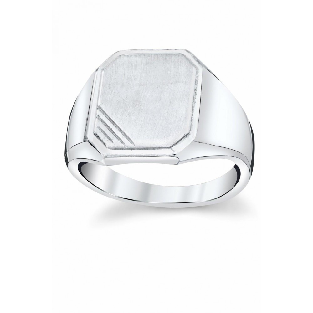 Mens Rings | Men's Signet Pinky Ring Sterling Silver 925 Blank Initials Unisex 15MM