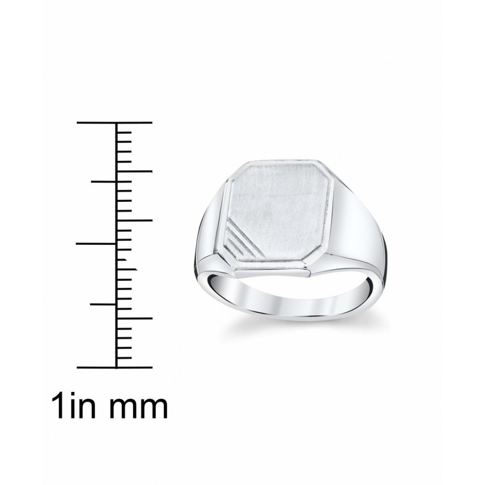 Mens Rings | Men's Signet Pinky Ring Sterling Silver 925 Blank Initials Unisex 15MM