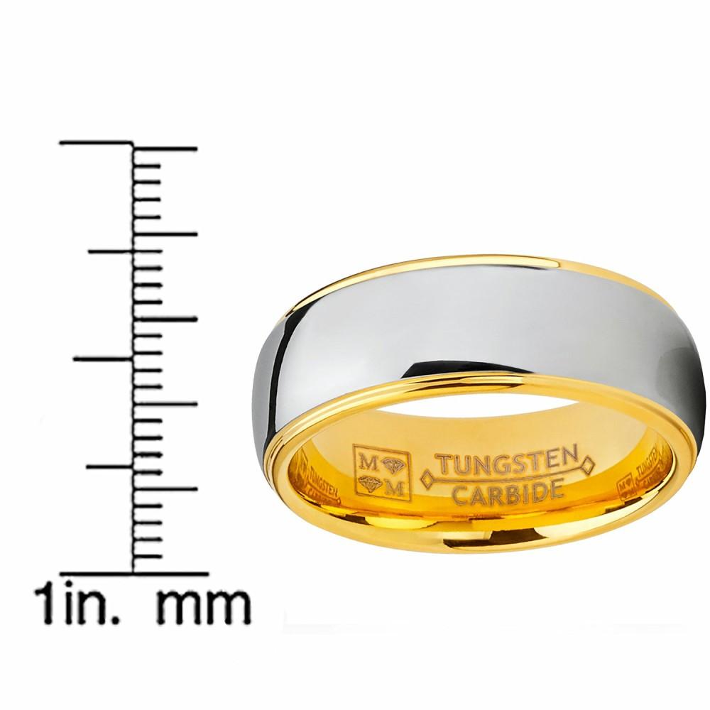 Mens Rings | Tungsten Carbide Dome Goldtone Band Comfort Fit Engagement Ring 8mm