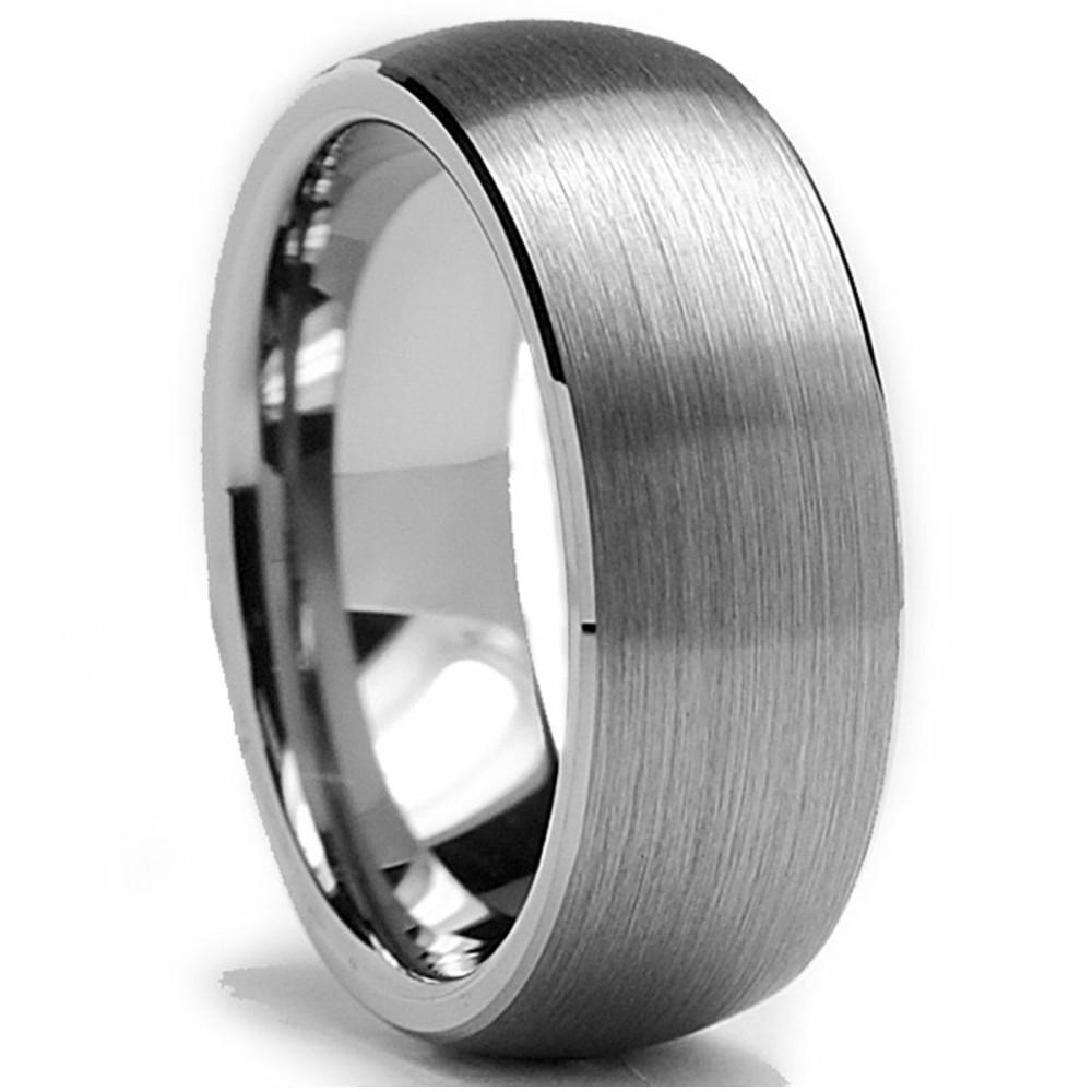 Mens Rings | Tungsten Carbide Men's Dome Brushed Wedding Band Comfort Fit Anniversary Ring 8 MM Sizes 6 to 15