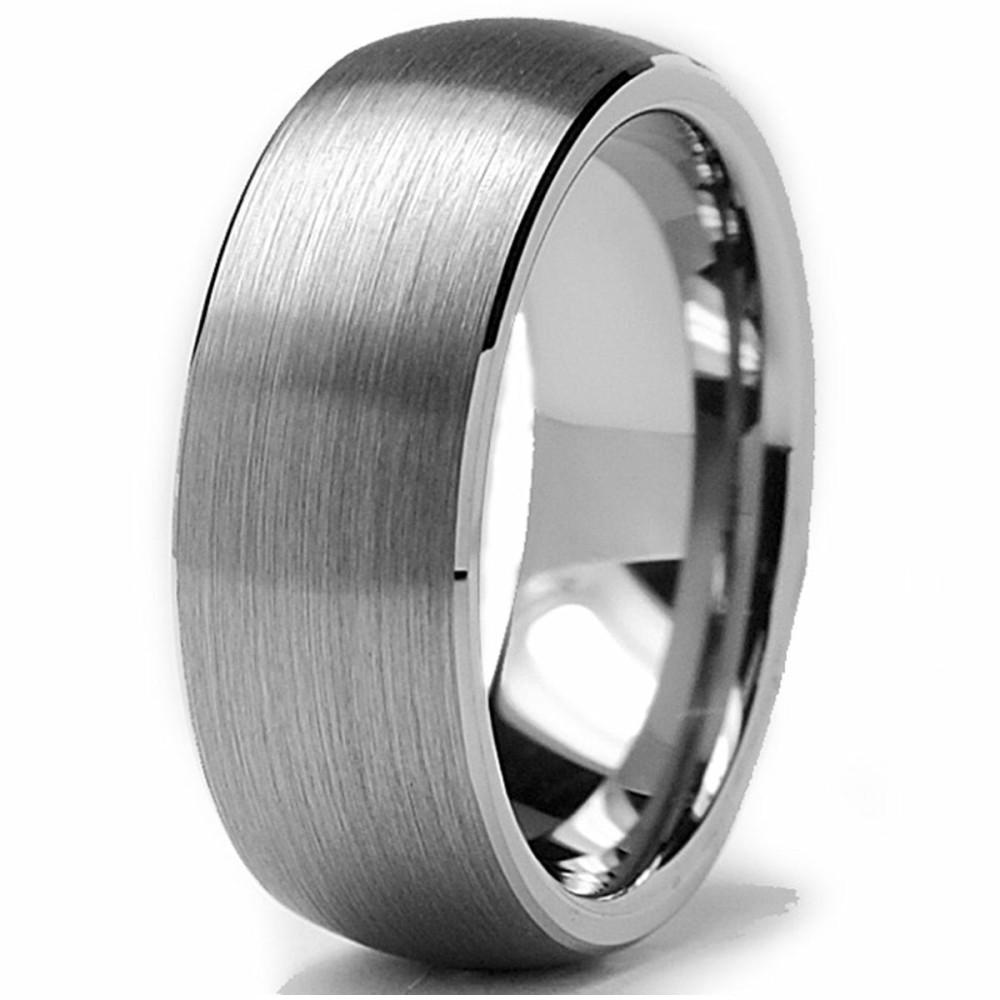 Mens Rings | Tungsten Carbide Men's Dome Brushed Wedding Band Comfort Fit Anniversary Ring 8 MM Sizes 6 to 15