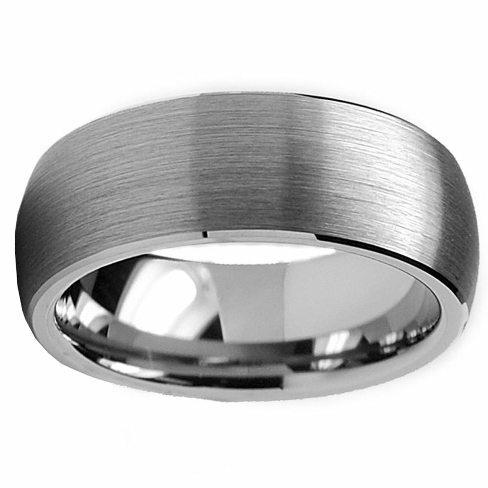 Mens Rings | Tungsten Carbide Men's Dome Brushed Wedding Band Comfort Fit Anniversary Ring 8 MM Sizes 6 to 15