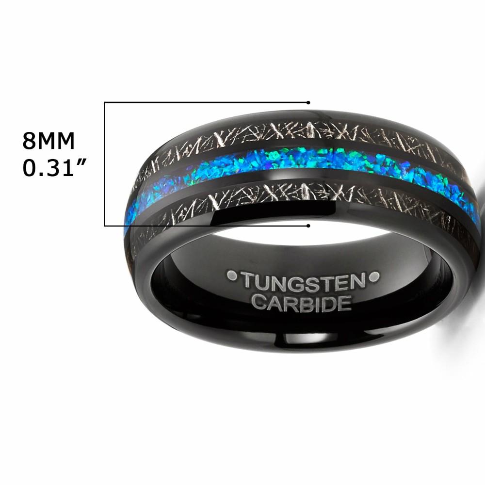 Mens Rings | Tungsten Carbide Mens Wedding Band Blue Titanium Shaving Inlay Engagement Ring Black