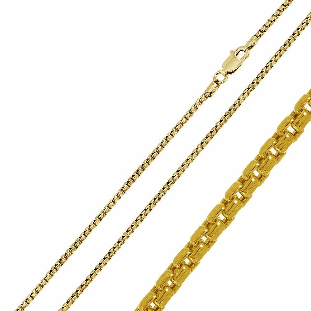 Necklaces | 14K Gold Plated Sterling Silver 925 Round Box Chain Necklace 2MM Unisex