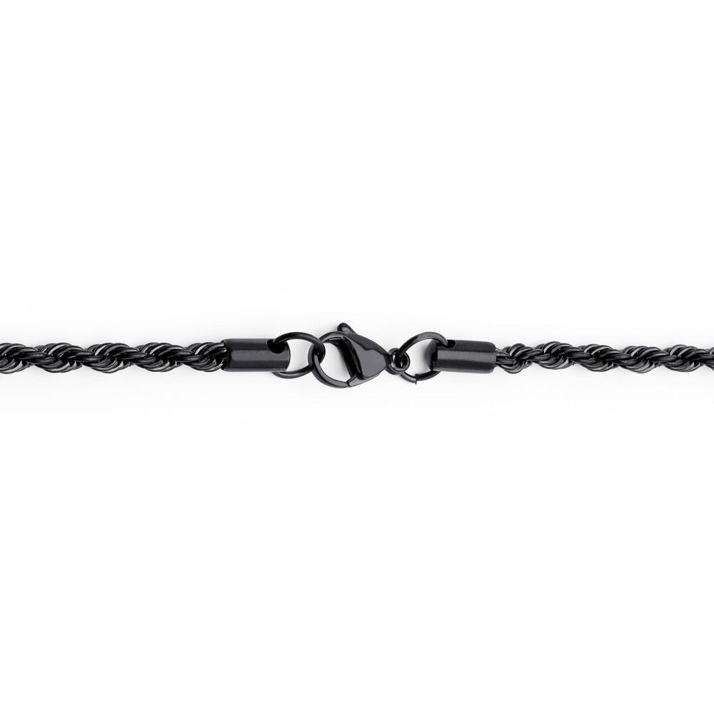 Necklaces | Black Plated Stainless Steel Men's Rope Chain Necklace 4MM 24 Lobster Lock