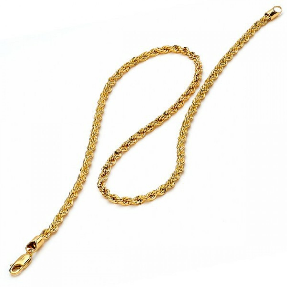 Necklaces | Stainless Steel Rope Chain Necklace 24 inch 4MM 5MM Goldtone Black Silvertone