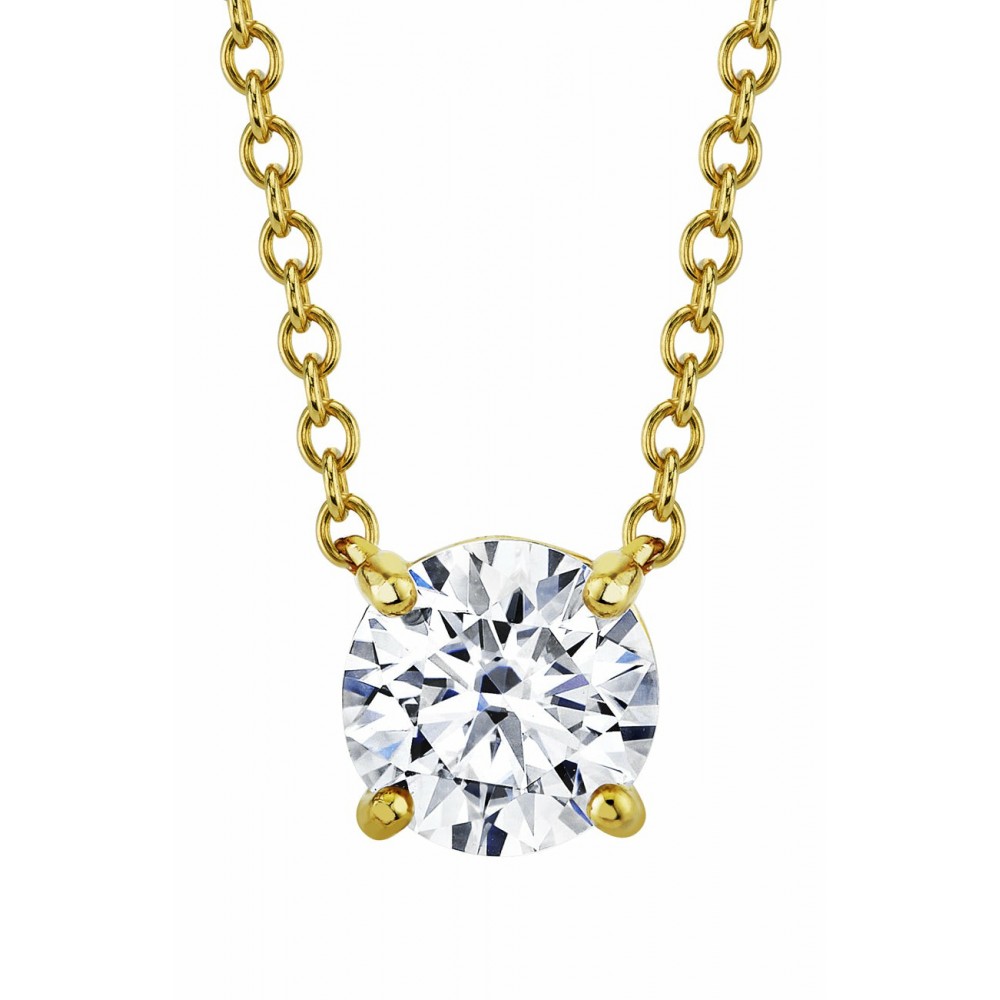 Pendants | 1.25 Carat 18K Gold Over 925 Sterling Silver Moissanite Solitare Pendant 17 Chain Necklace