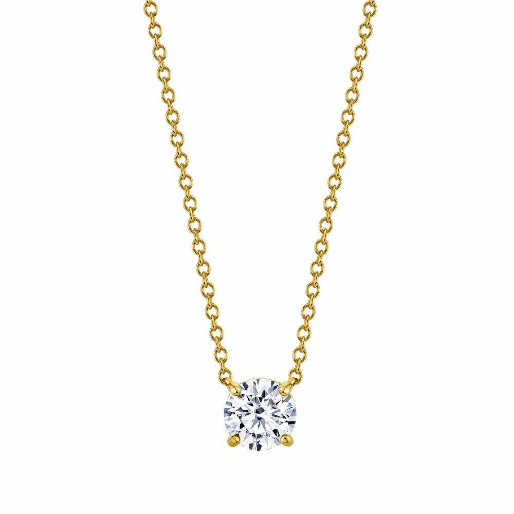 Pendants | 1.25 Carat 18K Gold Over 925 Sterling Silver Moissanite Solitare Pendant 17 Chain Necklace