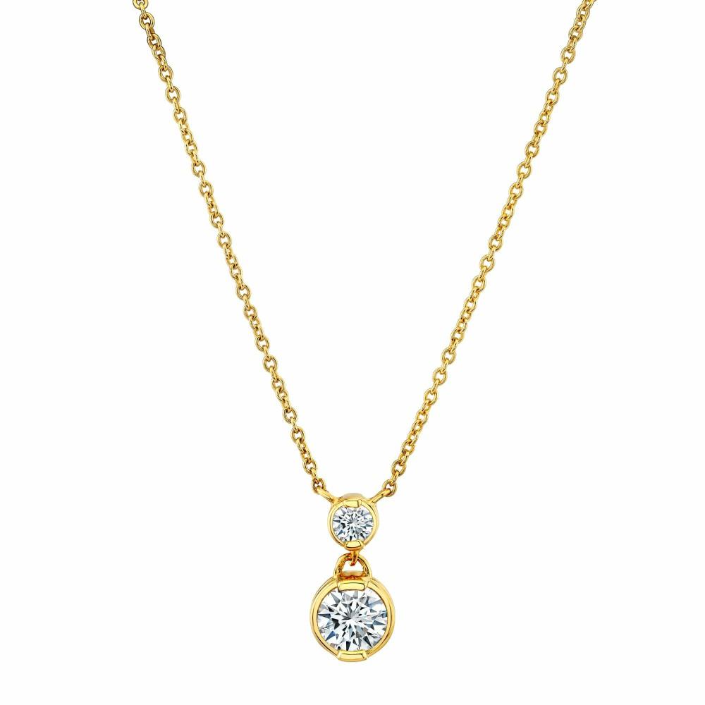 Pendants | 1.25 Carat Opera Round-Cut Real Moissanite Pendant Necklace in 18K Yellow Gold over Silver 16-18