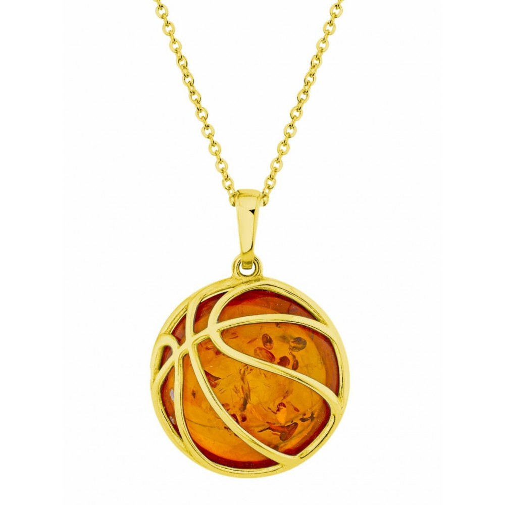 Pendants | 14K Gold-plated 925 Sterling Silver Basketball Pendant Necklace 20 Chain