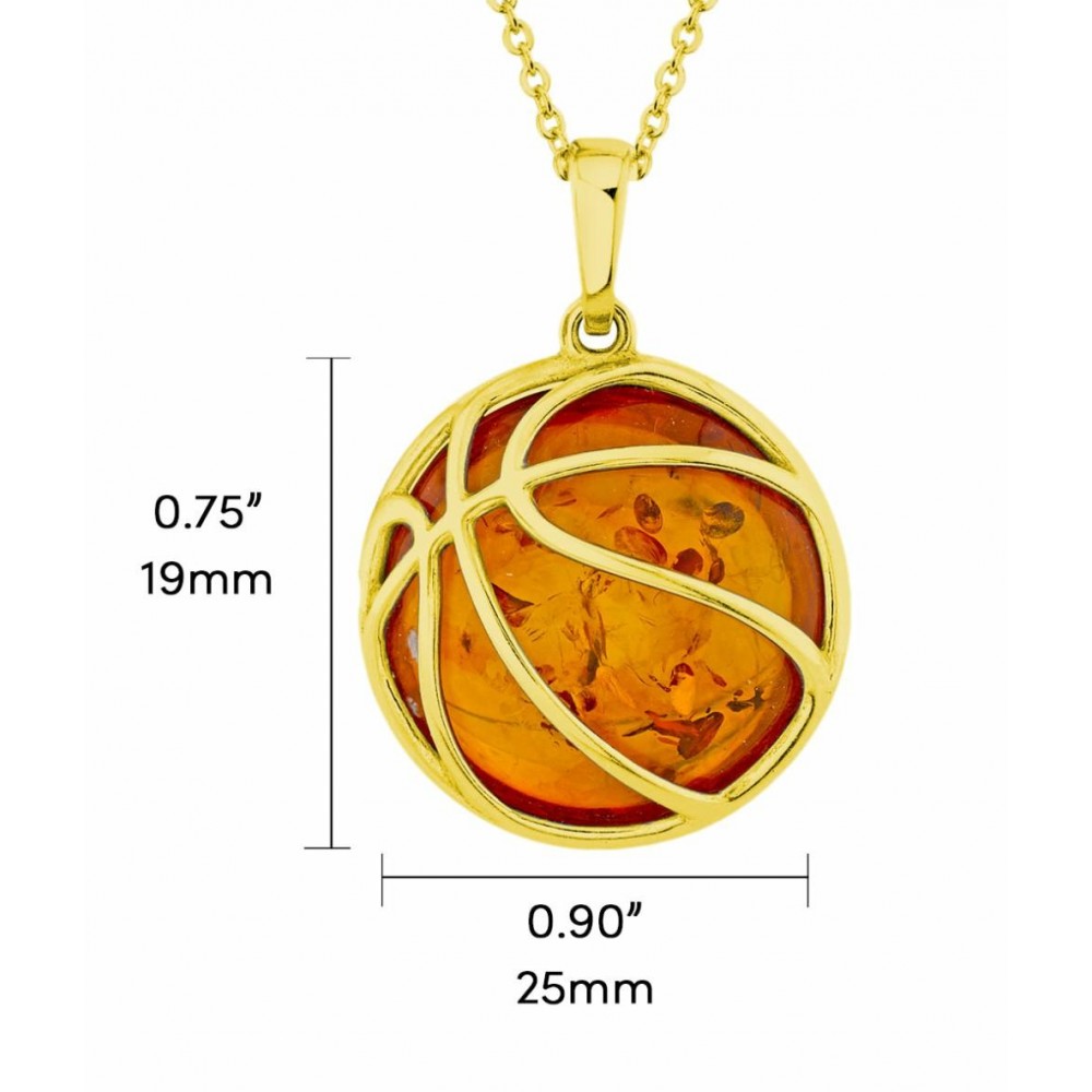 Pendants | 14K Gold-plated 925 Sterling Silver Basketball Pendant Necklace 20 Chain