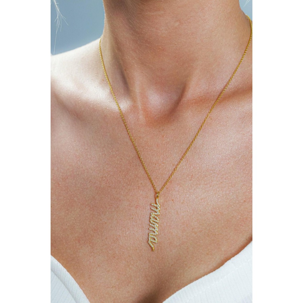 Pendants | 18K Yellow Gold Plated Silver.35 Ct. Moissanite Mama Pendant Necklace Adjustable 16-18